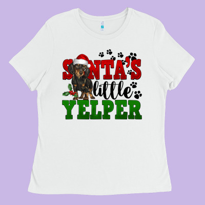 Santa's Little Yelper Ladies Tee Designed By Fadigitalartstudio