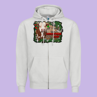 All I Want For Christmas Is A Cow Cowhide Zipper Hoodie Designed By Ranaportraitstore