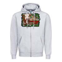 Heather Grey all i want for christmas is a cow cowhide Zipper Hoodie - RanaPortraitStore