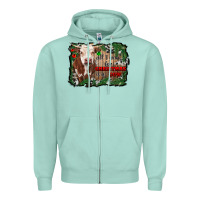 Seafoam all i want for christmas is a cow cowhide Zipper Hoodie - RanaPortraitStore