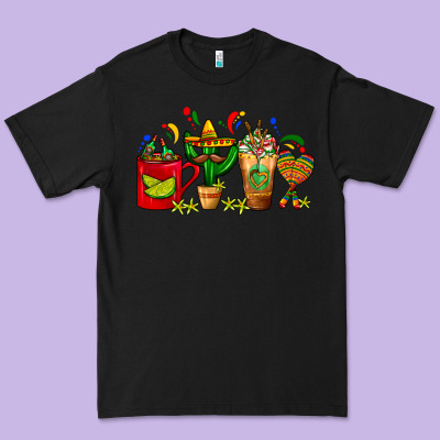 Mexico Coffee Cups With Cactus Sombrero And Maraca Premium Tee Designed By Fadigitalartstudio