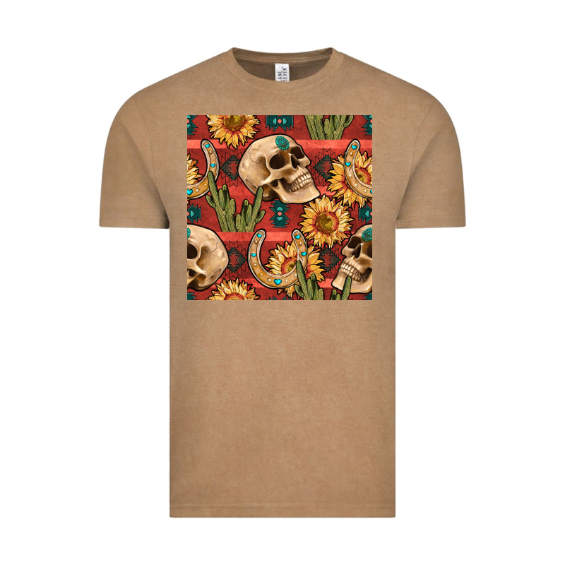 Western Skull Aztec Seamless Pattern Vintage Tee by BundleAndBundleShop | Teevron
