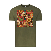 Vintage Olive western skull aztec seamless pattern Vintage Tee - BundleAndBundleShop