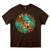 Chocolate Brown western pattern circle Heavy Core Tee - Jasminsmagicworld
