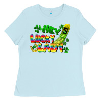 Baby Blue Hey lucky lady flip phone Ladies Tee - FaDigitalArtStudio
