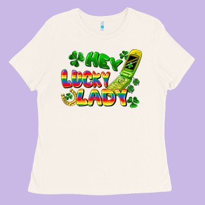 Hey Lucky Lady Flip Phone Ladies Tee Designed By Fadigitalartstudio