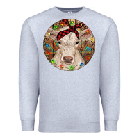 Heather Grey Christmas Charolais Calf Baby Cow Premium Sweatshirt - RanaPortraitStore