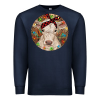 Navy Christmas Charolais Calf Baby Cow Premium Sweatshirt - RanaPortraitStore