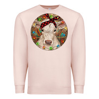 Pale Pink Christmas Charolais Calf Baby Cow Premium Sweatshirt - RanaPortraitStore