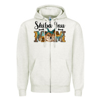 Oatmeal Heather western shiba inu mom Zipper Hoodie - RanaPortraitStore