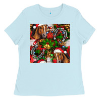 Baby Blue christmas horse leopard Ladies Tee - FaDigitalArtStudio