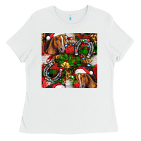 White christmas horse leopard Ladies Tee - FaDigitalArtStudio