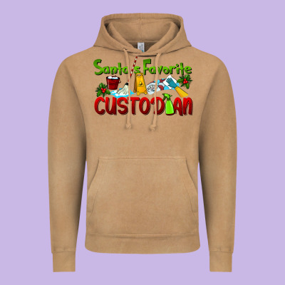 Santa's Favorite Custodian Vintage Hoodie Designed By Lillyallendesigns