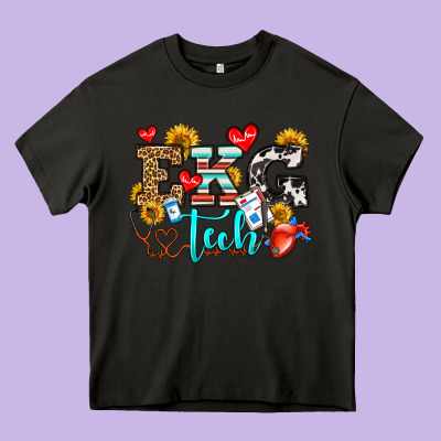 Ekg Tech Heavy Core Tee Designed By Oliviacreatesart