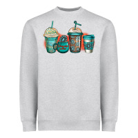 Heather Grey turquoise junkie coffee cups Heavyweight Sweatshirt - Jasminsmagicworld