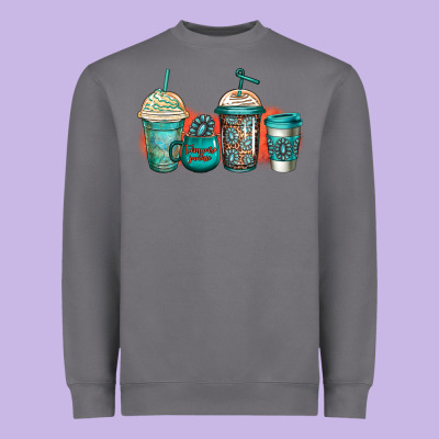 Turquoise Junkie Coffee Cups Heavyweight Sweatshirt Designed By Jasminsmagicworld