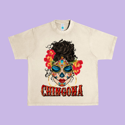 Chingona Latina Bun Mama Urban Heavy Tee Designed By Bundleandbundleshop