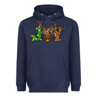 Navy Christmas Joy Reindeer Heavyweight Hoodie - RanaPortraitStore