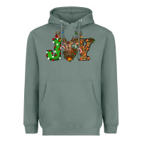 Sage Christmas Joy Reindeer Heavyweight Hoodie - RanaPortraitStore