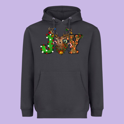 Christmas Joy Reindeer Heavyweight Hoodie Designed By Ranaportraitstore