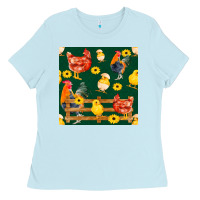 Baby Blue farm life seamless pattern Ladies Tee - FaDigitalArtStudio