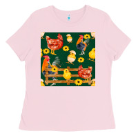 Bubblegum Pink farm life seamless pattern Ladies Tee - FaDigitalArtStudio