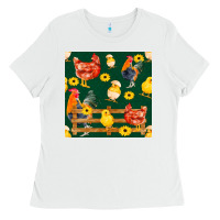 White farm life seamless pattern Ladies Tee - FaDigitalArtStudio