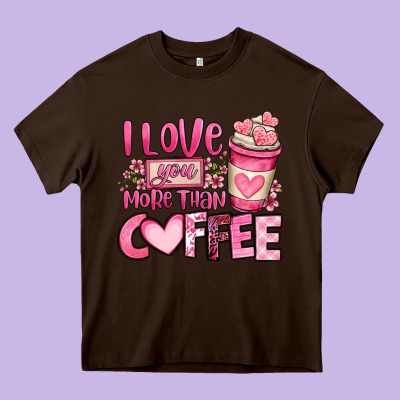 I Love You More Than Coffee Valentines Day Heavy Core Tee Designed By Oliviacreatesart