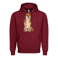 Burgundy shiba inu Zipper Hoodie - RanaPortraitStore