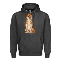 Charcoal Heather shiba inu Zipper Hoodie - RanaPortraitStore