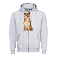 Heather Grey shiba inu Zipper Hoodie - RanaPortraitStore
