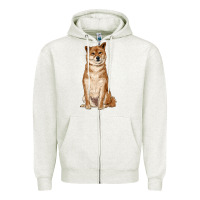 Oatmeal Heather shiba inu Zipper Hoodie - RanaPortraitStore