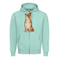 Seafoam shiba inu Zipper Hoodie - RanaPortraitStore