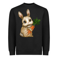 Black Happy Easter With Bunny And Carrot Heavyweight Sweatshirt - RanaPortraitStore