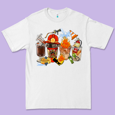 Firefighter Coffee Cups Premium Tee Designed By Fadigitalartstudio