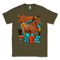Army Green roam free galloping Classic Tee - Artiststas