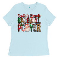 Baby Blue santa's favorite baseball player for christmas Ladies Tee - FaDigitalArtStudio