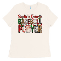 Bone santa's favorite baseball player for christmas Ladies Tee - FaDigitalArtStudio
