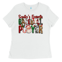 White santa's favorite baseball player for christmas Ladies Tee - FaDigitalArtStudio