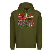 Army Green mama cita with sombrero hat and roses Premium Hoodie - Artiststas