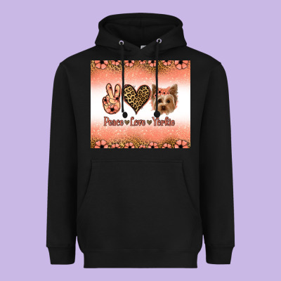 Peace Love Yorkie Heavyweight Hoodie Designed By Jasminsmagicworld
