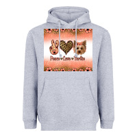 Heather Grey peace love yorkie Heavyweight Hoodie - Jasminsmagicworld