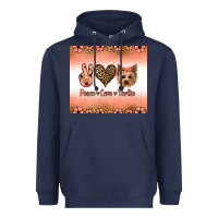 Navy peace love yorkie Heavyweight Hoodie - Jasminsmagicworld