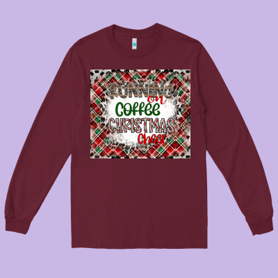 Running On Coffee And Christmas Long Sleeve Tee Designed By Cowhidedigitalart