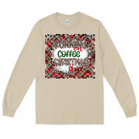 Mushroom Running on Coffee And Christmas Long Sleeve Tee - CowhideDigitalArt