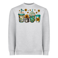 Heather Grey sunflowers coffee cups Heavyweight Sweatshirt - Jasminsmagicworld