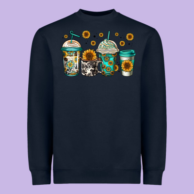 Sunflowers Coffee Cups Heavyweight Sweatshirt Designed By Jasminsmagicworld