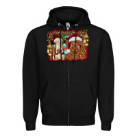 Black christmas heifer and highland cow with serape background Zipper Hoodie - RanaPortraitStore