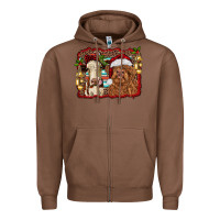 Chestnut christmas heifer and highland cow with serape background Zipper Hoodie - RanaPortraitStore