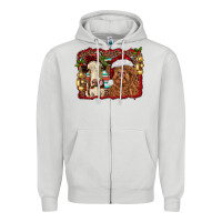 Dove Grey christmas heifer and highland cow with serape background Zipper Hoodie - RanaPortraitStore